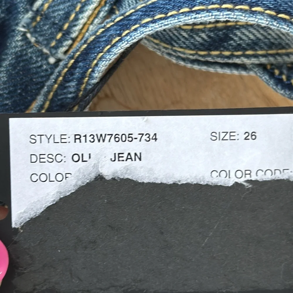 NWT R13 Ollie Straight Leg Jeans Size 26 - Picture 14 of 14